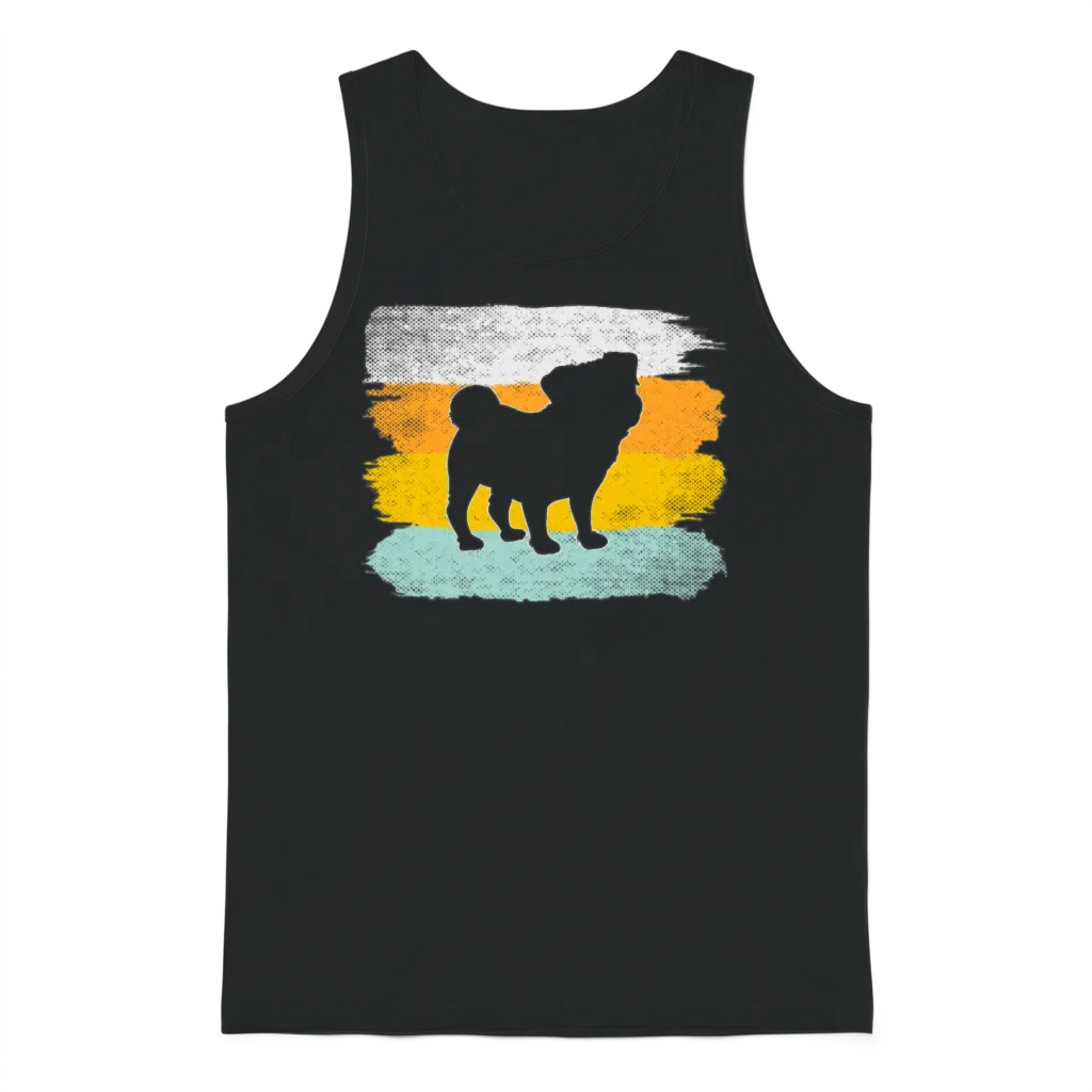 Pug Retro Unisex Tank Top - Black