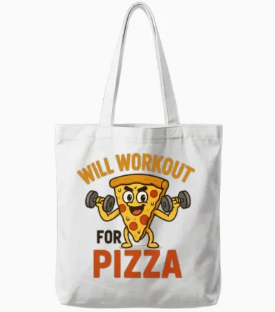Will Workout for Pizza Tote Bags - White
