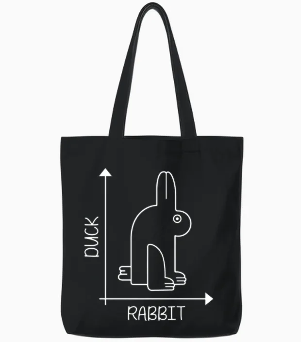 Duck or Rabbit Tote Bags in Black