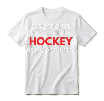 Education Is Important but Hockey Is Importanter Unisex T-Shirt - White