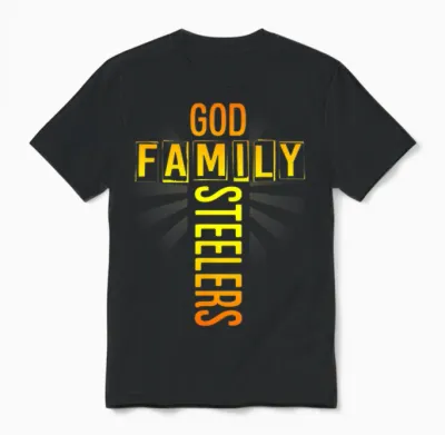 Tee Shirt God Family Steeler Unisex T-Shirt - Black