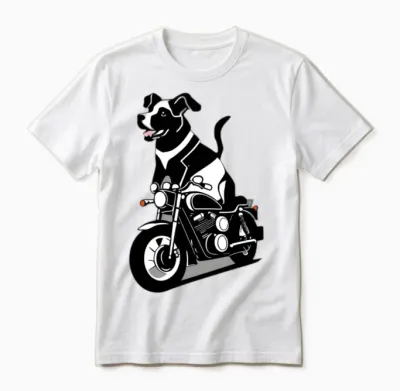 Dog Biker Funny Unisex T-Shirt - White