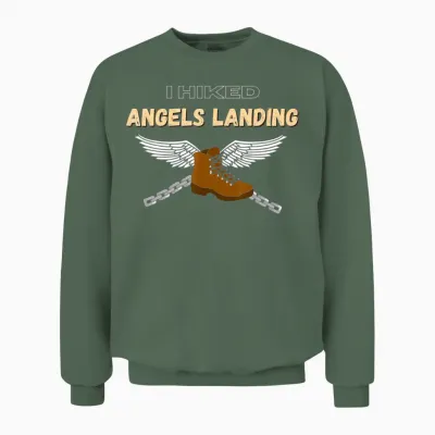 Angels Landing Hike Hiking Zion Utahnational Park Unisex Sweatshirt - Military Green