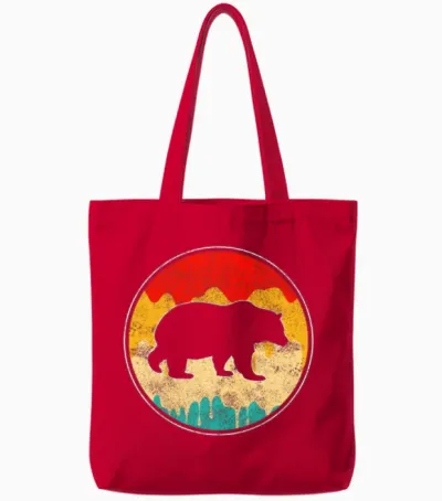 Bear Retro Tote Bags - Red