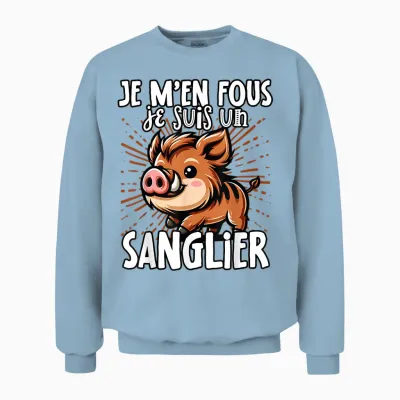 Je M'en Fous Je Suis Un Boar - Sweet Wild Boar T-Shirt, Black, S Unisex Sweatshirt - Light Blue