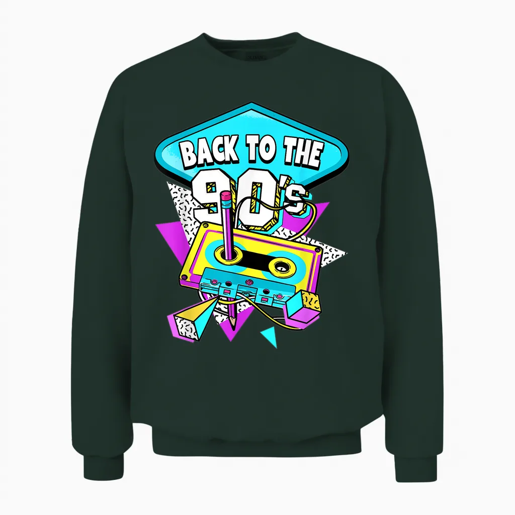 90er Jahre Geschenke 90er Jahre T-Shirt Männer Schwarz Cartoon Retro Party Klassische Passform Crew Neck Kurzarm S Eu Klein Regulär Unisex Sweatshirt in Forest