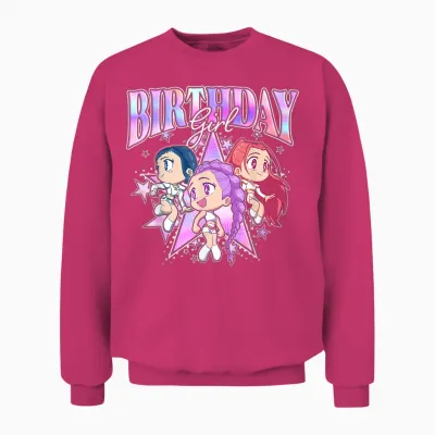Kpop Demon Hunters Birthday Girl Adorable Chibi Group Shot Unisex Sweatshirt - Heliconia