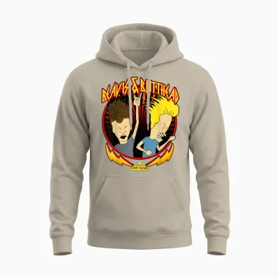 Beavis and Butt-Head Metal Colors Rock Out Graphic Unisex Hoodie - Sand