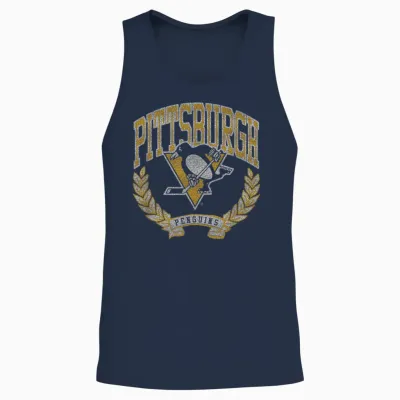 Pittsburgh Penguins Vintage Victory Black Licensed Unisex Tank Top - Navy