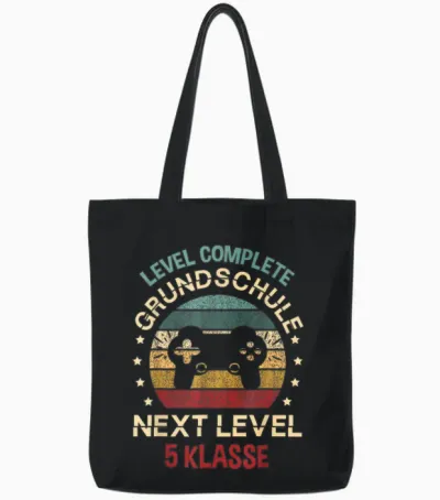 Level Complete Grundschule Next Level 5 Klasse Schulanfänger Tote Bags - Black