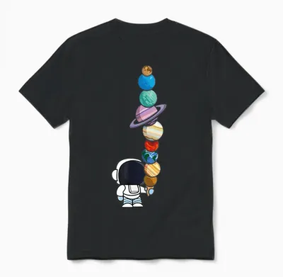 Astronaut Holding Planet Icecream Boysgirls Stem Unisex T-Shirt - Black