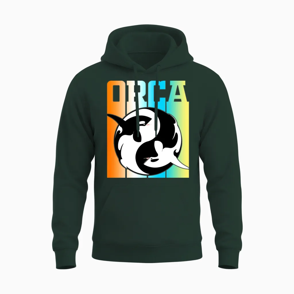 Funny Vintage Retro Orca Unisex Hoodie in Forest