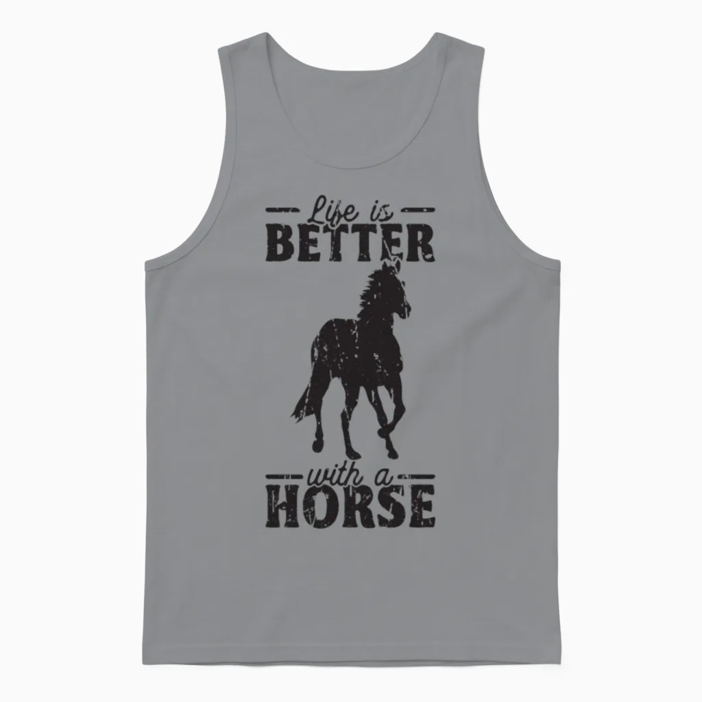 Life Is Better with a Horse - Horse Lover Unisex Tank Top in Sport Grey