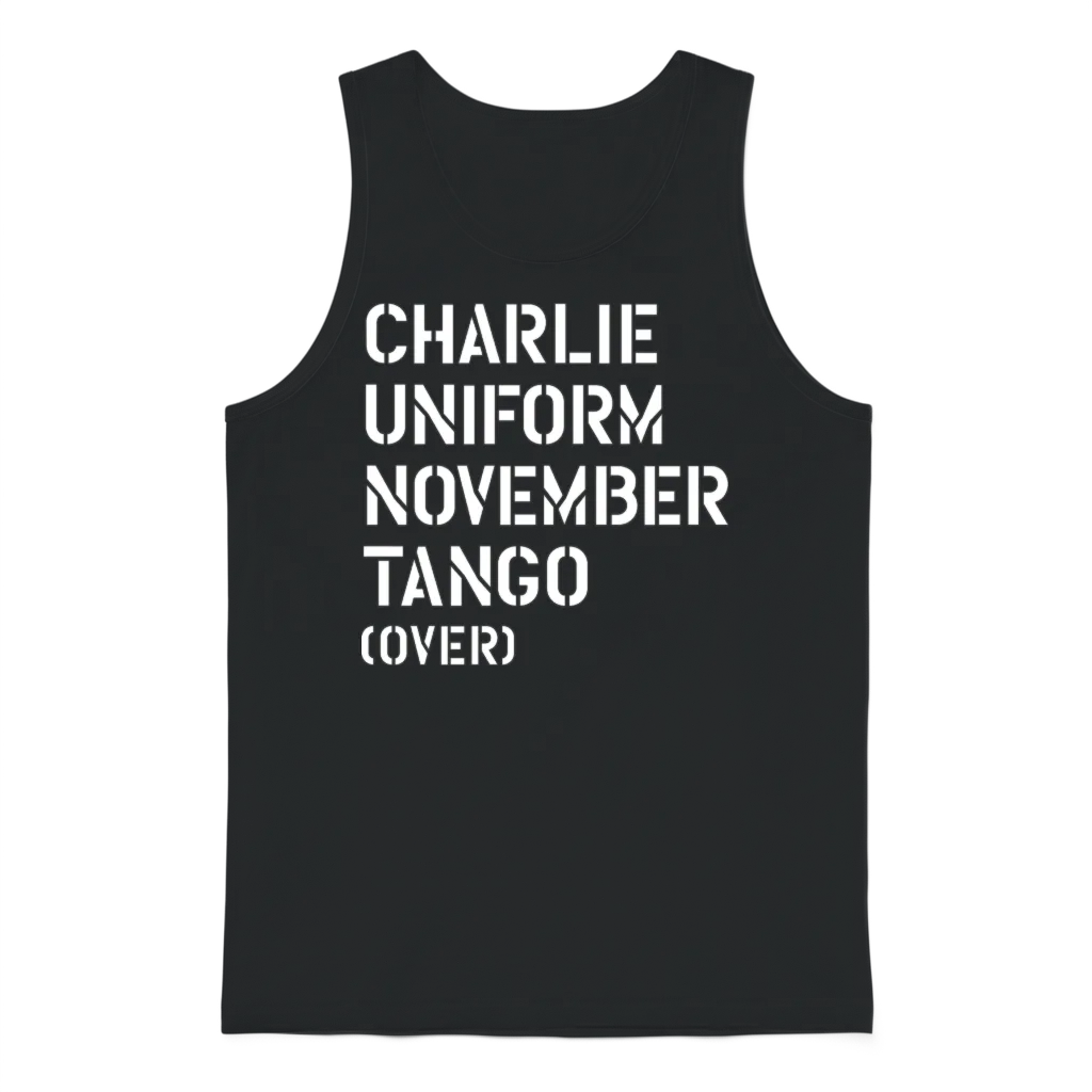 Charlie Uniform November Tango Over Military Unisex Tank Top - Black