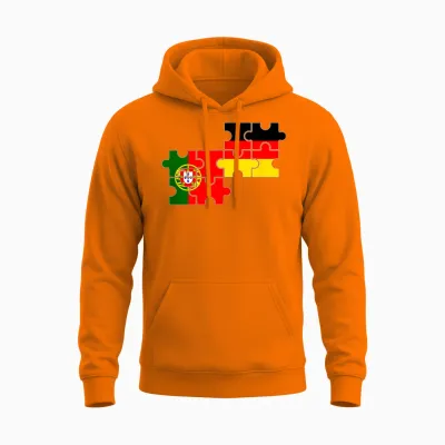 Portugal Deutschland Flagge Deutsch Portugiese Unisex Hoodie - Safety Orange