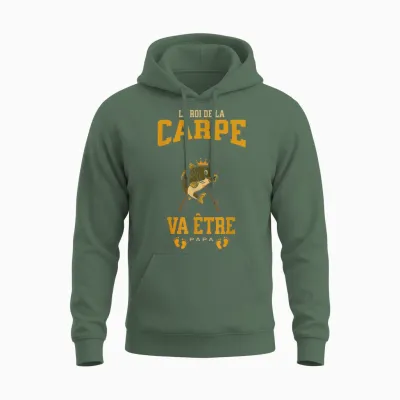 Idée Cadeau Annonce Grossesse Papa Pêcheur De Carpe Unisex Hoodie - Military Green
