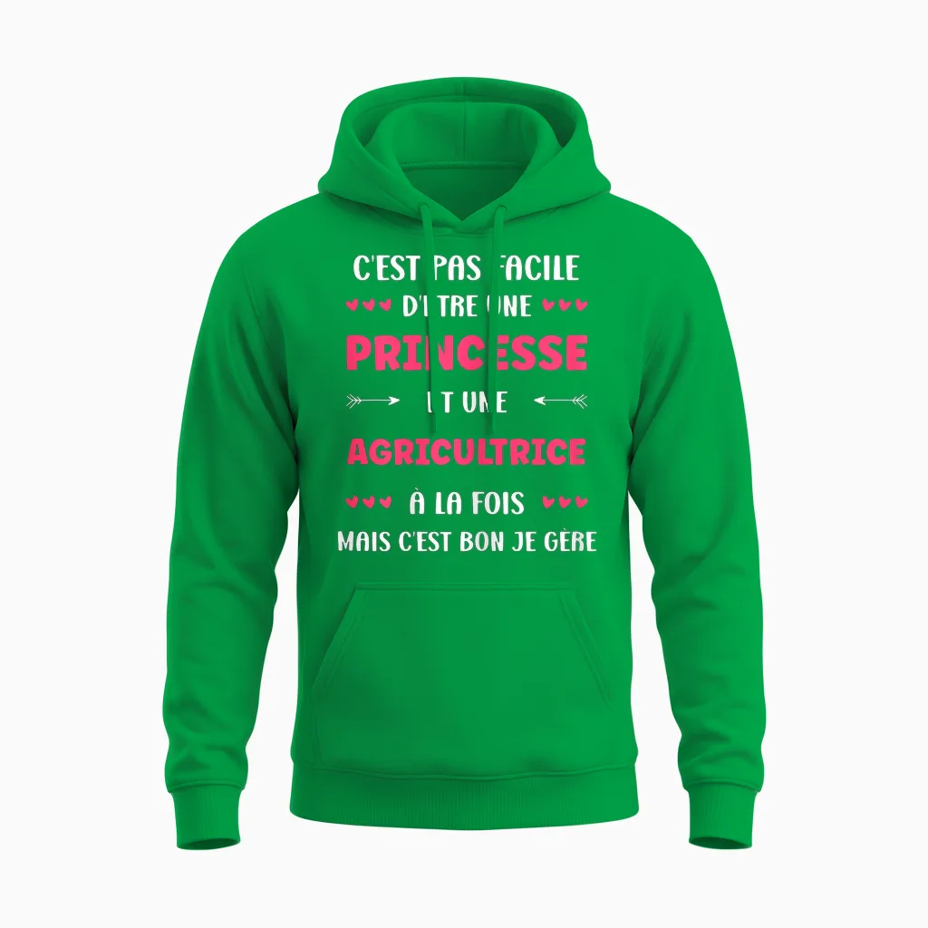 Start Farmer Profession Humor Princess Farmer T-Shirt, Black, Female X-Small Unisex Hoodie in Irish Green