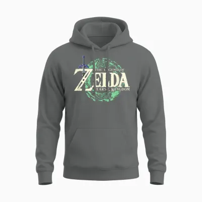 The Legend of Zelda Tears of the Kingdom Official Logo Short Sleeve T-Shirt, Black, Small Unisex Hoodie - Graphite Heather