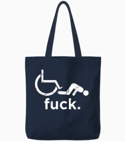 Funny Handicap Shirt Disabled Amputee Tee Humor Wheelchair Tote Bags - Navy