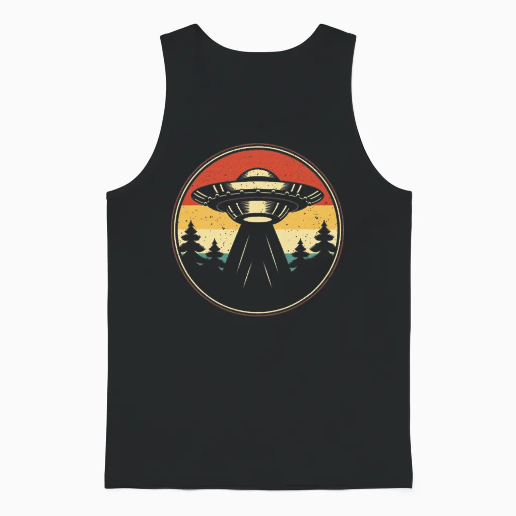 Ufo Alien Vintage Retro Unisex Tank Top - Black