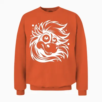 Funny Horse with Funny Eyes Unisex Sweatshirt - Orange