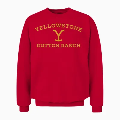 Yellowstone Large Gold Dutton Ranch Logo Unisex Sweatshirt - Red