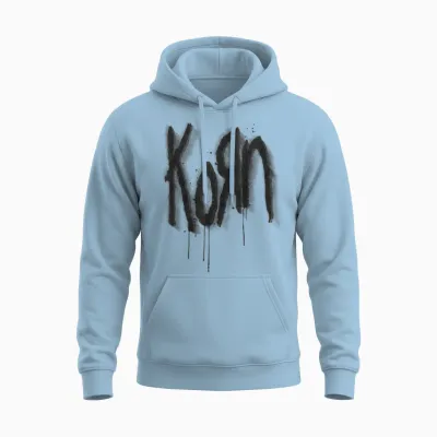 Korn Logo Spray Paint Unisex Hoodie - Light Blue