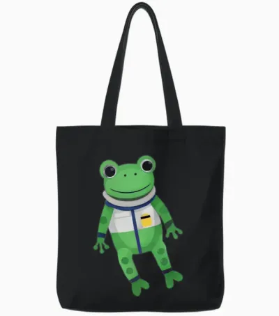 Astronaut Frog in Space Tote Bags - Black