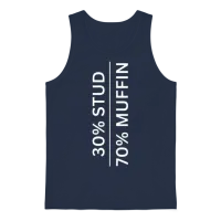 30% Stud, 70% Muffin Unisex Tank Top - Navy – 1