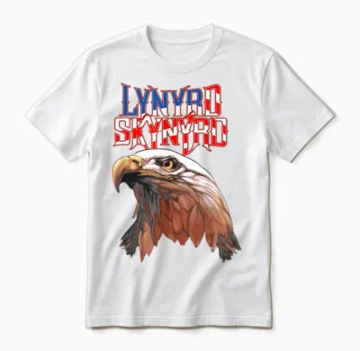Lynyrd Skynyrd Americana Eagle Free Bird Retro Rock Us-Flagge Unisex T-Shirt - White
