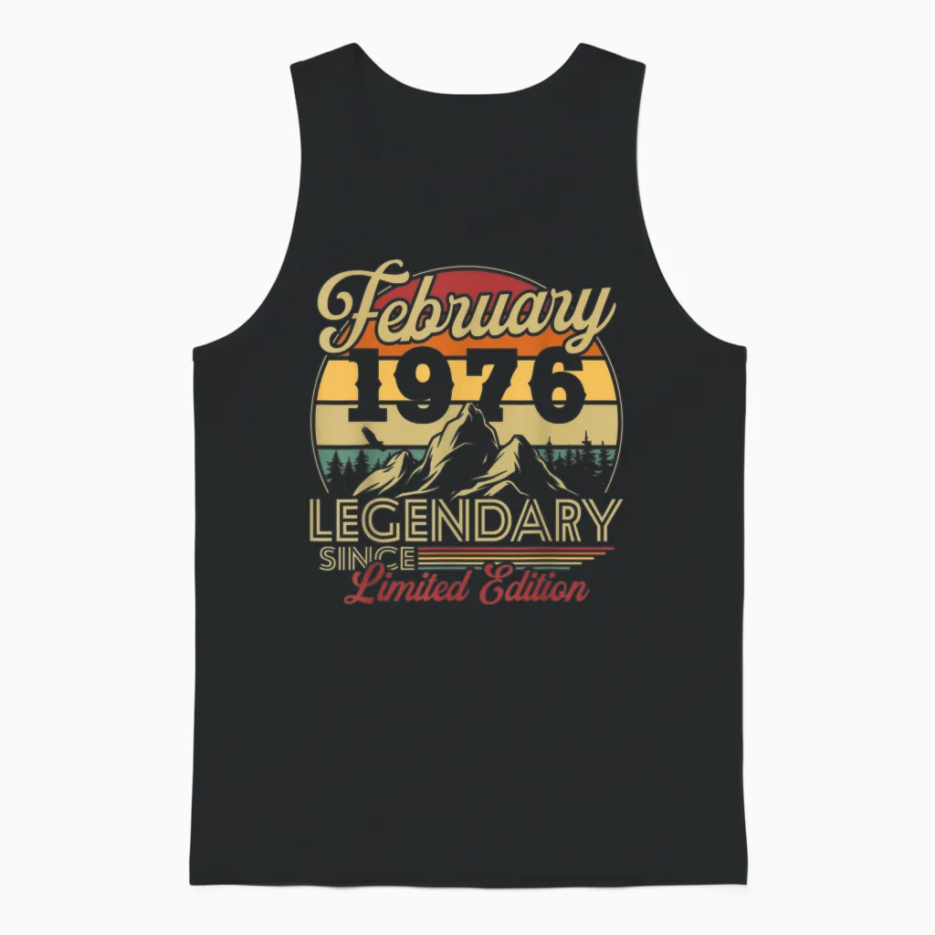 Vintage Cadeau Anniversaire 50 Ans Pour Né En Février 1976 Unisex Tank Top in Black