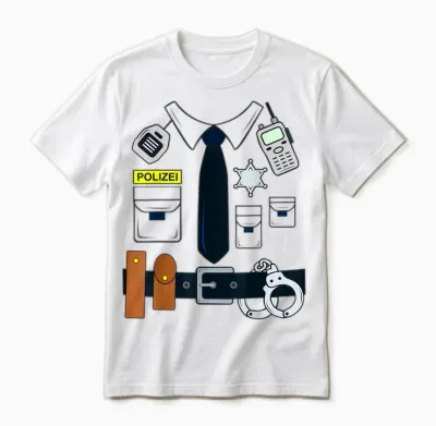 German Police Uniform Policeman Fancy Dress Police Costume T-Shirt, Blue Unisex T-Shirt - White