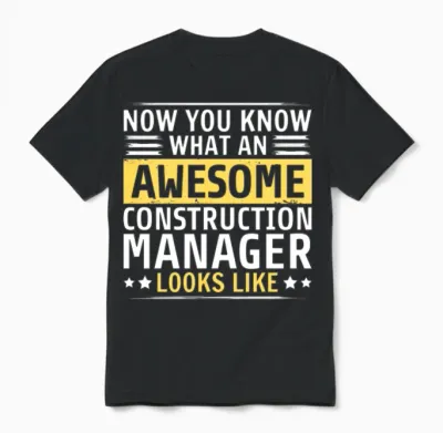 Funny Construction Manager Unisex T-Shirt - Black