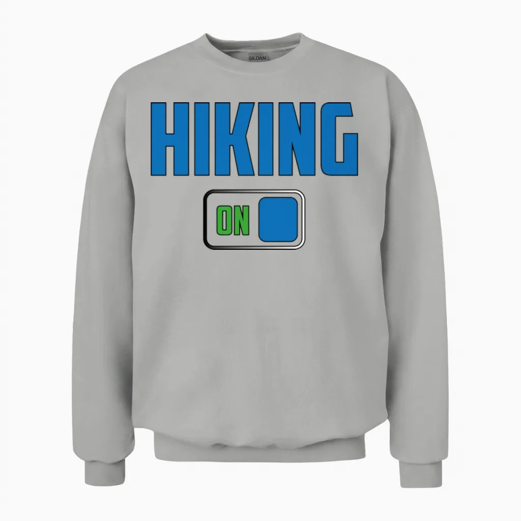 Hiking Mode on Nostalgia & Outdoors Gift Unisex Sweatshirt in Ash