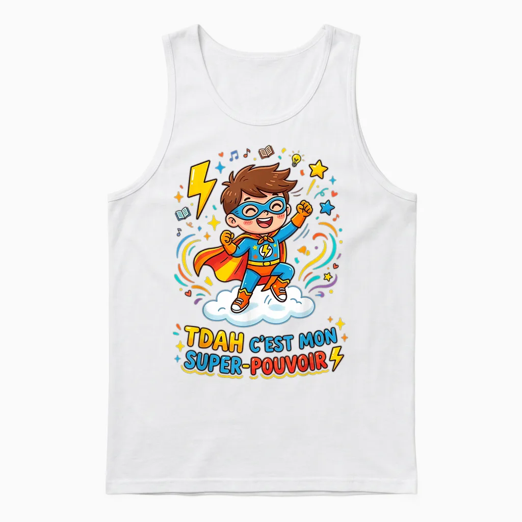 Humour Tdah C'est Mon Super Pouvoir Unisex Tank Top in White