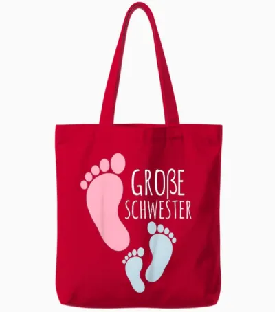 Kinder Große Schwester Kleiner Bruder Fußabdrücke Große Schwester Tote Bags - Red