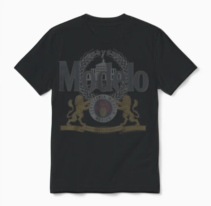 Officially Licensed Modelo Classic Casual Unisex T-Shirt in Black