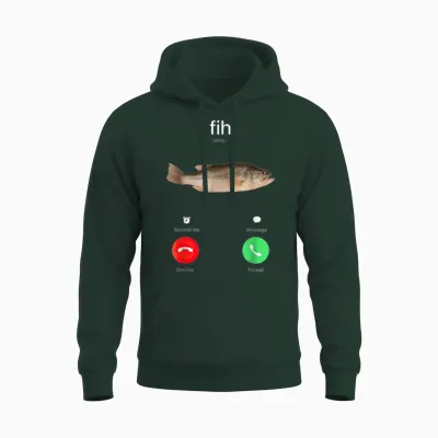 Fih Calling Remind Me Message Decline Accept Phone Call Fish Unisex Hoodie - Forest