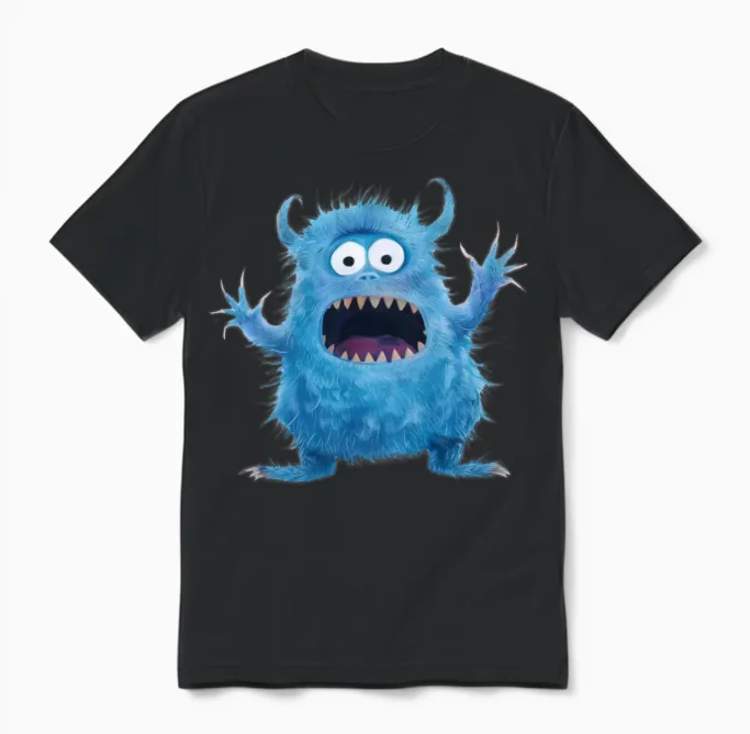 Funny Monster Unisex T-Shirt in Black
