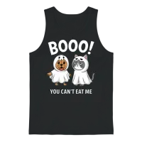 Boo You Can't Eat Me Dogs and Cats Funny Halloween Unisex Tank Top - Black – 1