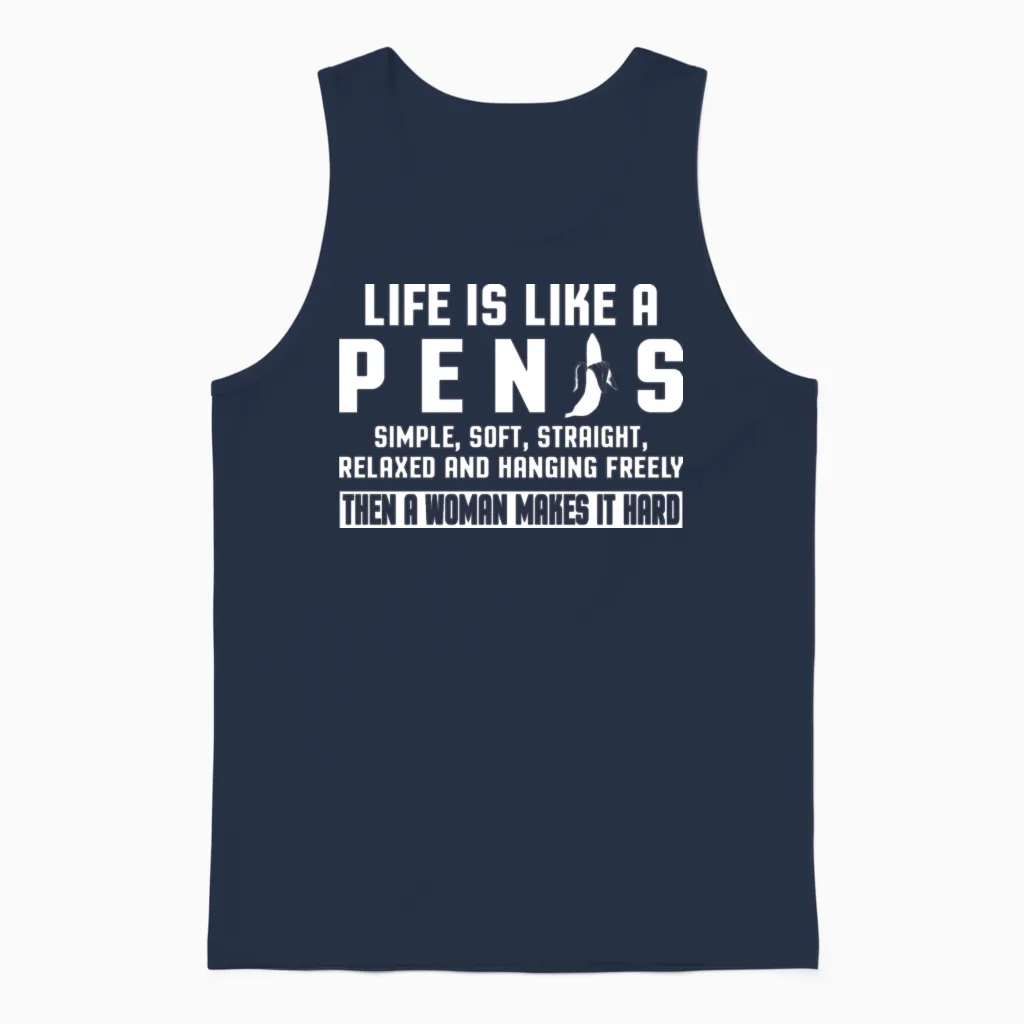 Life Is Like a Pen Is Unisex Tank Top in Navy