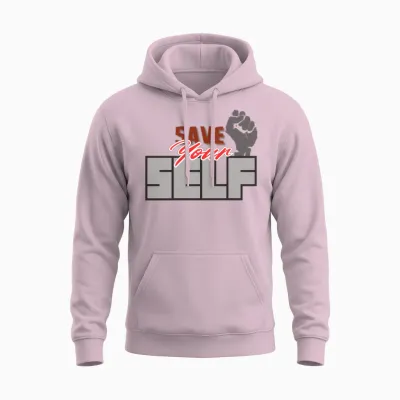 Save Your Self – Bold Fist Motivational Empowermen Unisex Hoodie - Light Pink
