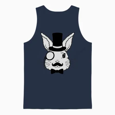 Sir Bunny Monocle Top Unisex Tank Top - Navy