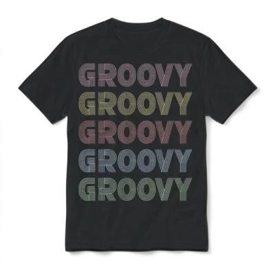 Groovy Retro Unisex T-Shirt - Black