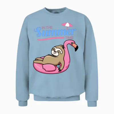 Funny Sloth Summer Unisex Sweatshirt - Light Blue
