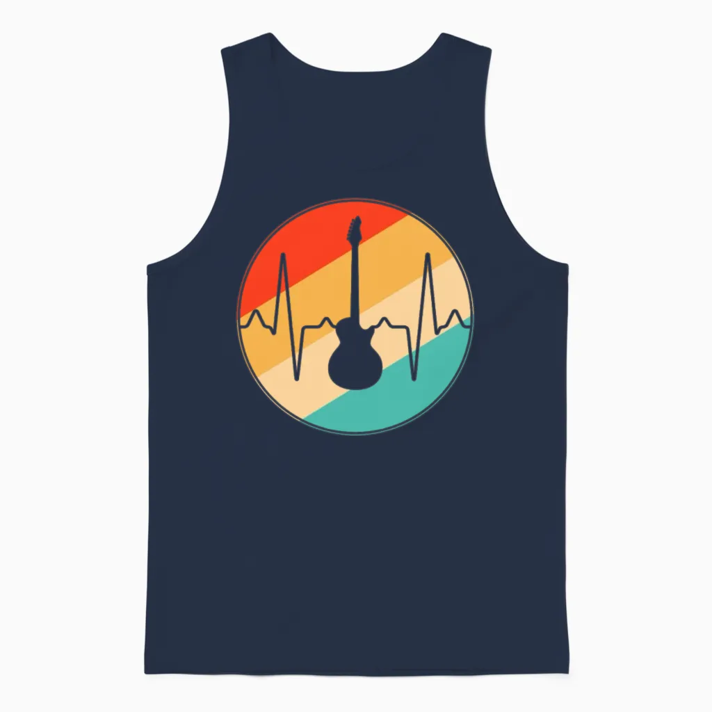 Rock Retro Heartbeat Unisex Tank Top in Navy