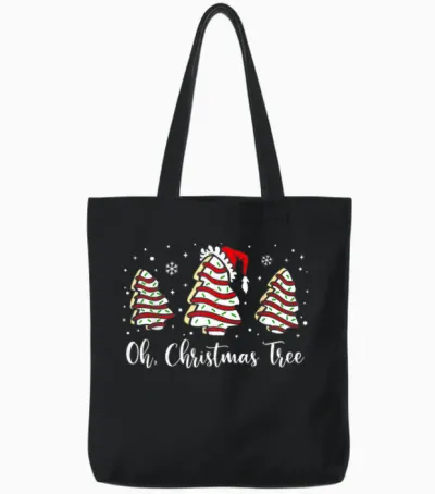 Groovy Oh Christmas Tree Cakes Debbie Becky Jen Cake Lovers Tote Bags - Black