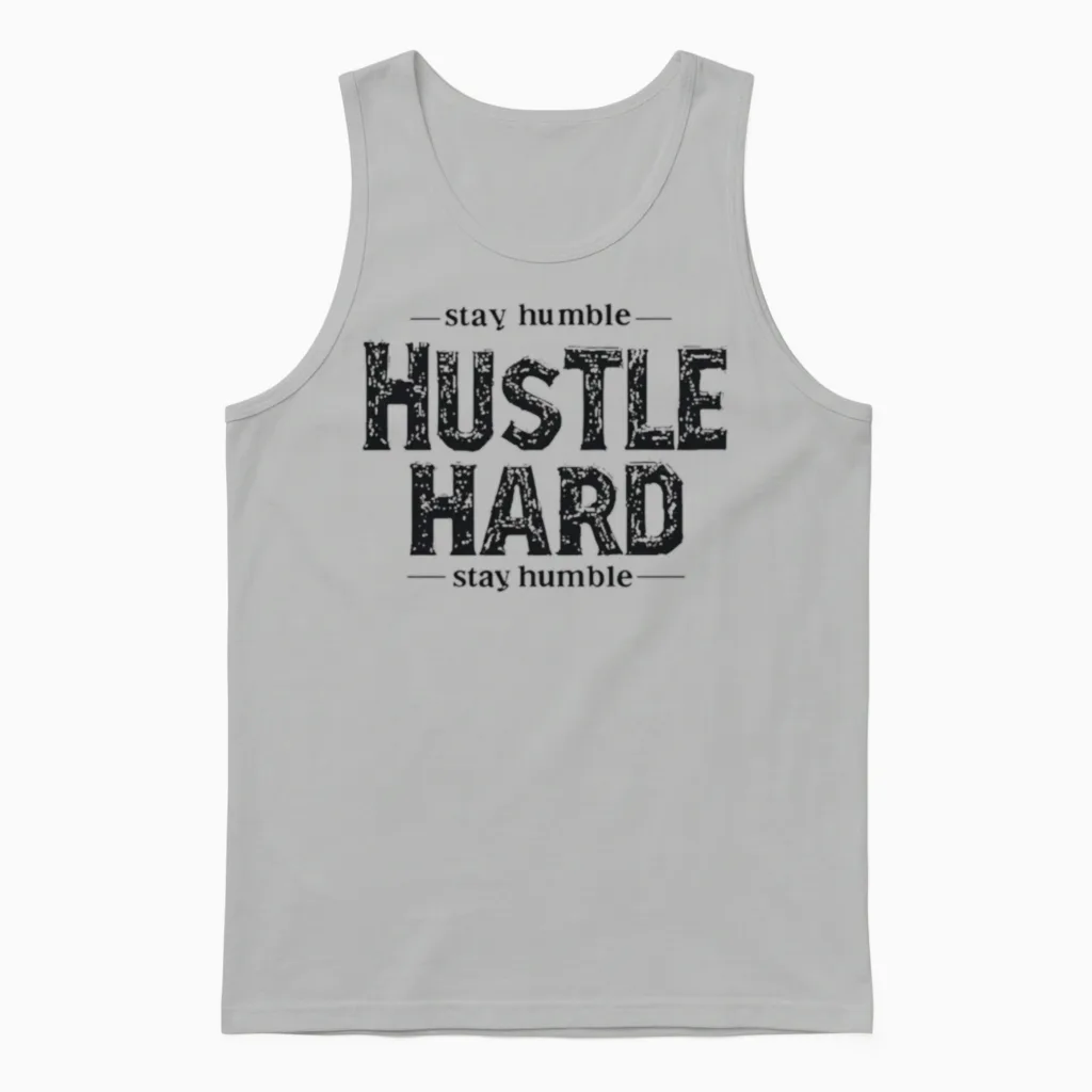 Stay Humble Hustle Hard Motivational Quote Unisex Tank Top in Ash