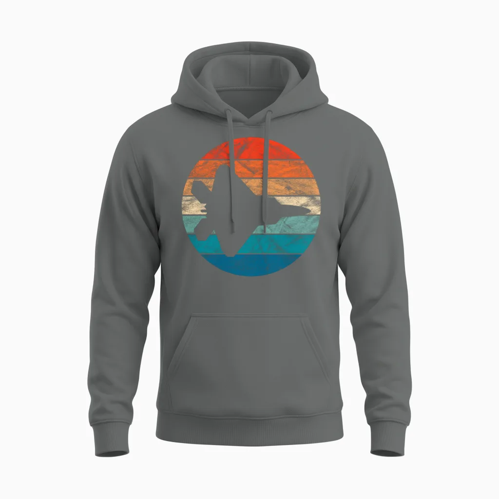 Vintage Fighter Jet Unisex Hoodie in Graphite Heather