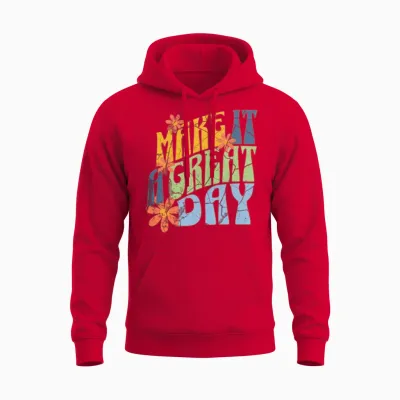 Retro Make It a Great Day Unisex Hoodie - Red